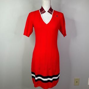 Movetes Dress Womens Size XS  Golf Cricket Pickleball Red Knit V-Neck